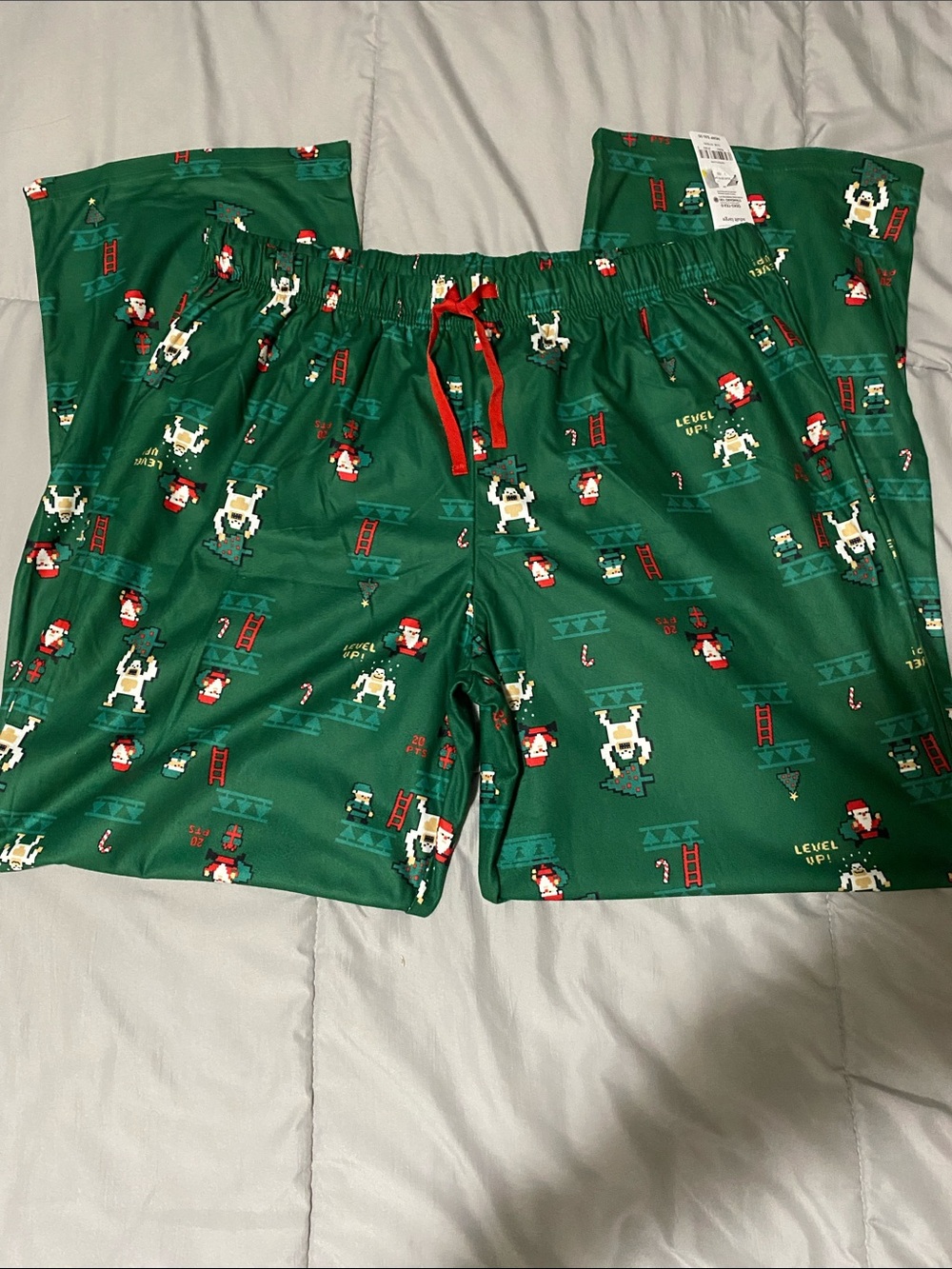 Carter's Green Holiday Game-Print Mens Pajama Pants with Red Drawstring